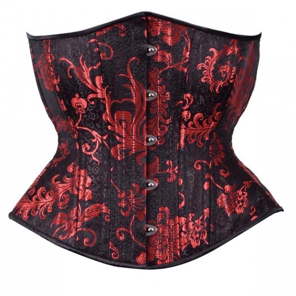 Gothic Black and Red Design Corset, Hourglass Silhouette, Regular